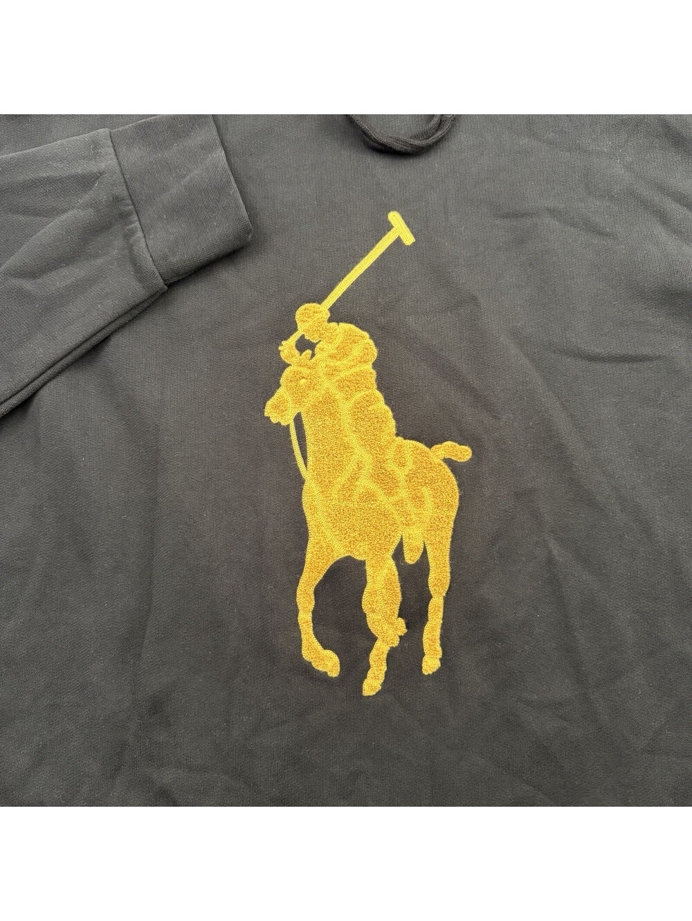 Polo Ralph Lauren Black Gold Chenille Big Pony Hoodie Men’s Size 3XLT B&T NWOT - Picture 4 of 6